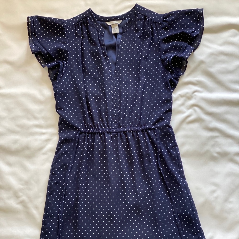🌻Navy Blue Polka Dot H&M Dress